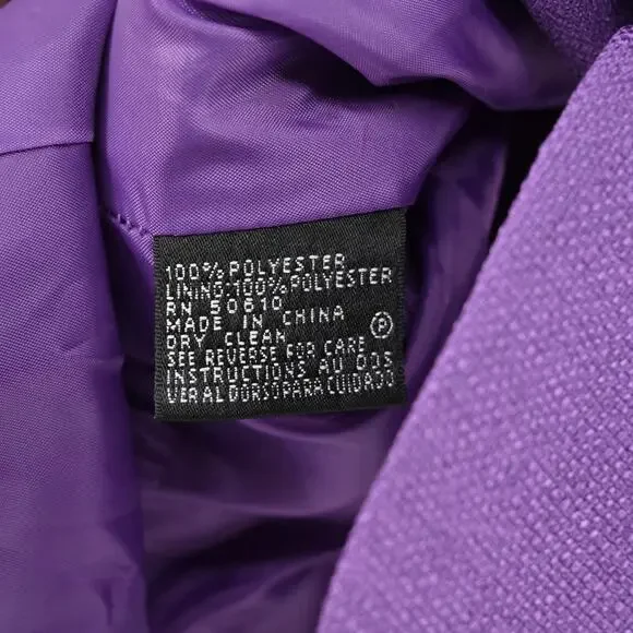 Vtg NIPON BOUTIQUE Skirt‎ Suit Set Sz 2P Purple Floral Embroidered Art Statement - Picture 6 of 16